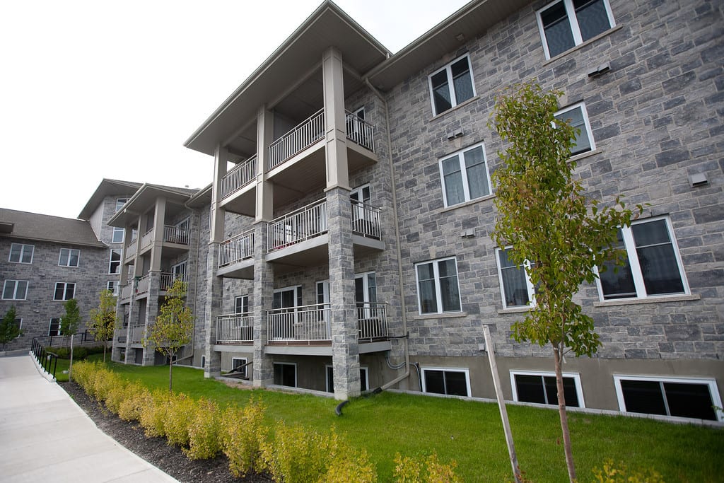 Balconies along the Stonecrest facade